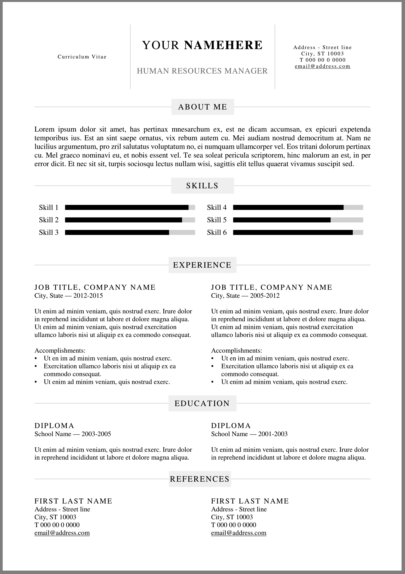 online template resume free download