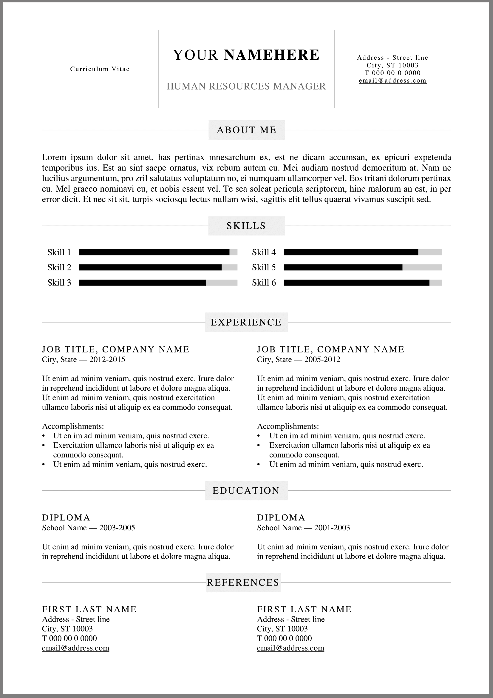 Free Printable Resume Template Word Printable Templates